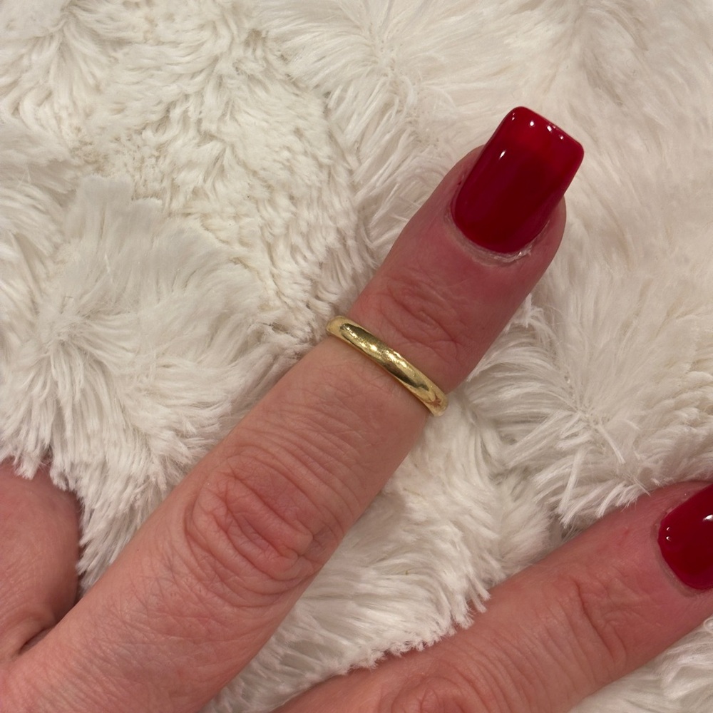 14K Solid Yellow Gold Band Ring-Pinky Ring-Midi Ring-Double Ring-Stacking Ring